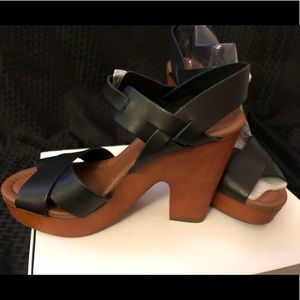 Lucky brand black stiletto sandals.